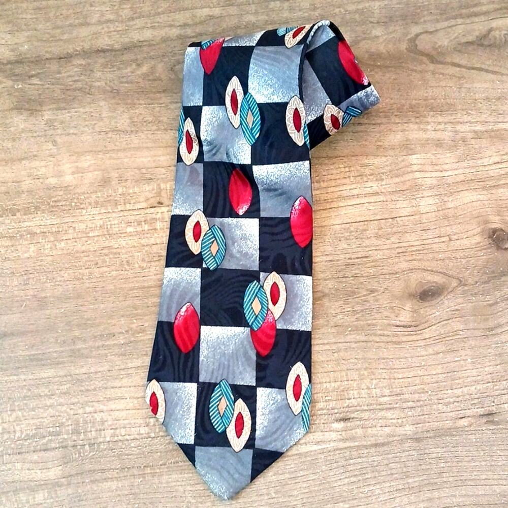 Elizabeth Nell Cravatte Vintage 100% Silk Tie Abstract print